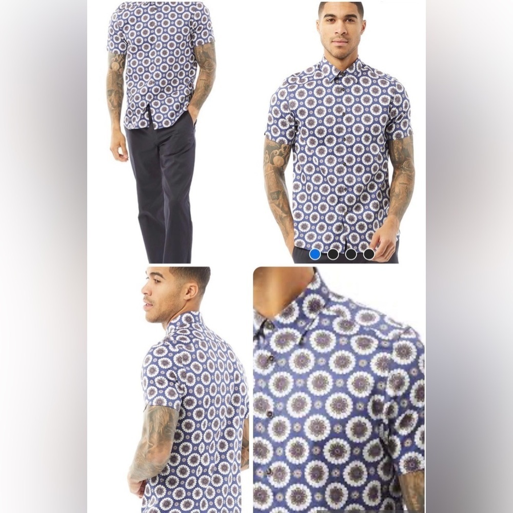 Ted Baker Mens Yogaa Short Sleeve Bold Geo Print Shirt size 3